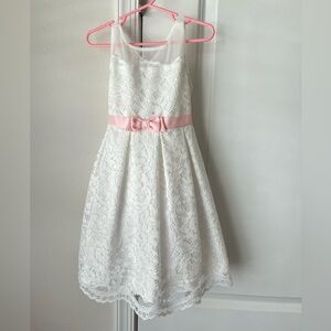 Jona Michelle Girls White Lace Dress 4T Flower Girl Summer